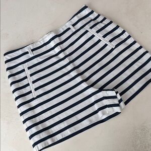 Navy and White Striped High Waist Shorts
